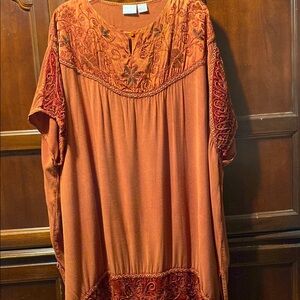 Embroidered copper Women's Top vintage One size fits most